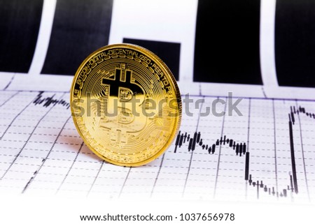Bitcoin on chart background. Virtual cryptocurrency concept.