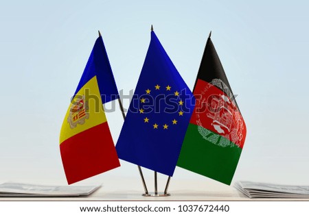 Flags of Andorra European Union and Afghanistan