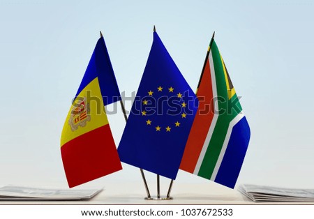 Flags of Andorra European Union and Republic of South Africa