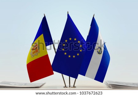 Flags of Andorra European Union and El Salvador