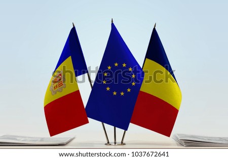 Flags of Andorra European Union and Chad