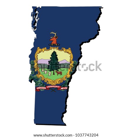 State of Vermont flag inside the map