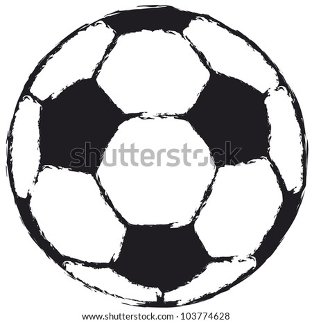 grungy soccer ball, football, isolated, vector