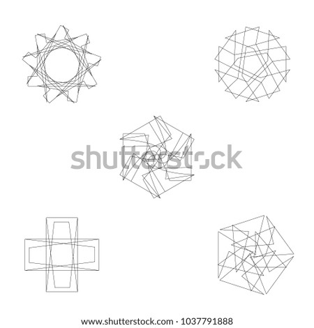 Festive geometric set stars and flowers pattern for gifts and holidays, for packaging, polygon, clothing, goods and logos