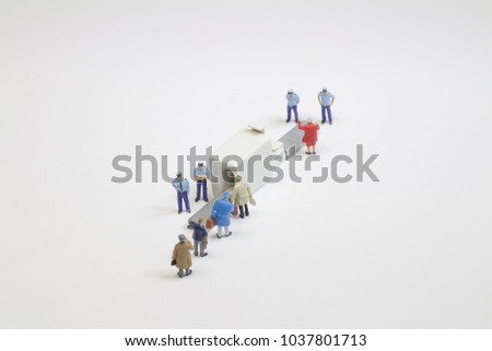 security check with isometric people in queue