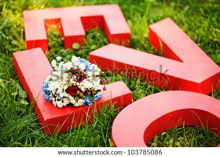 Love letters on the grass - love concept