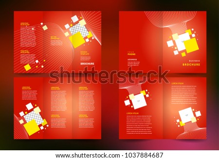 Set Brochure design template  tri-fold and booklet 3d lines and squares