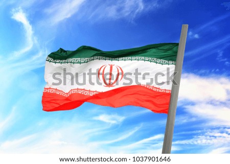 Flag of Iran against the background of the sky