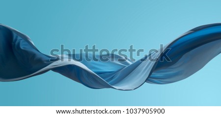 abstract wave cloth movement dynamic blue color over sky tone background Royalty-Free Stock Photo #1037905900