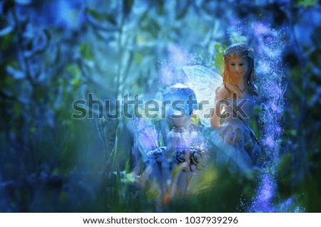 image of magical little fairy in the night forest