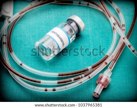  Vial With Pentobarbital Used For Euthanasia And Lethal Inyecion In A Hospital