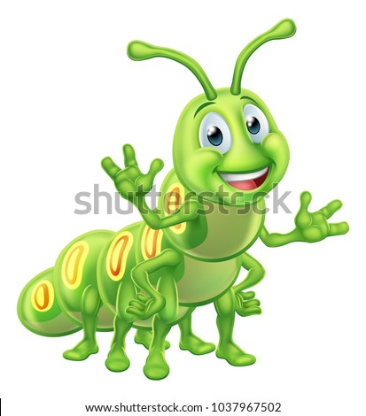 A caterpillar worm cute cartoon character mascot