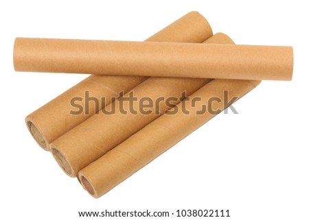 brown paper tube isolated on white background