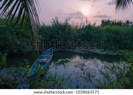 Canoe boats on backwaters of Kerala State, South India
