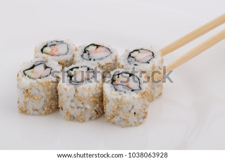 Shrimp sushi rolls set