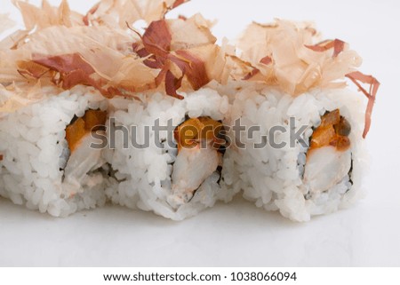 Eel fish and crabs meat sushi rolls