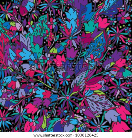 Abstract, floral pattern .Vector illustration, hand drawn doodle
