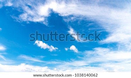 Blue sky with white clouds,Summer concept or Natural concept, Blue sky moving with white clouds. Royalty-Free Stock Photo #1038140062
