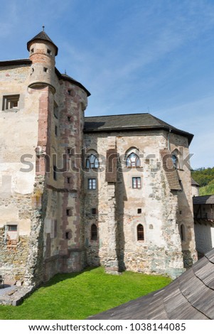 Old medieval Castle courtyard in Banska Stiavnica, Slovakia. UNESCO World Heritage Site.