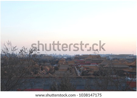 Sunset over Forbidden City, view from the top, Beijing, China