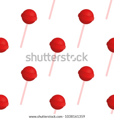 Red candy on a stick. Seamless vector pattern