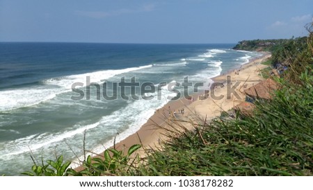 Breathtaking view of Varkala Beach. One of the few beaches where the mountain meets sea . This picture is taken from a cliff which gives us the view of the entire coastline.