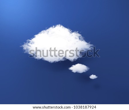 White cloud shape of a thinking balloon at blur background, concept world wide data sharing and communication. Royalty-Free Stock Photo #1038187924