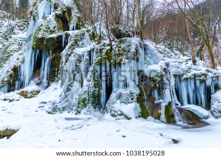Frozen Beusnita waterfall, Romania