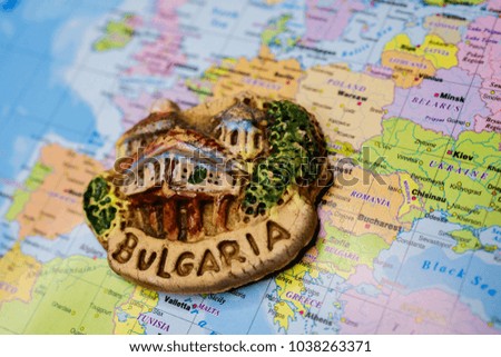Souvenir from Bulgaria on the world map