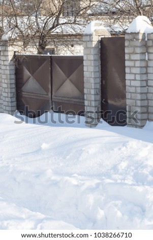 Door under the snow background