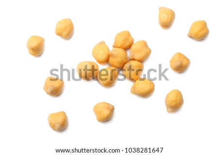 chickpeas isolated on white background. top view Royalty-Free Stock Photo #1038281647