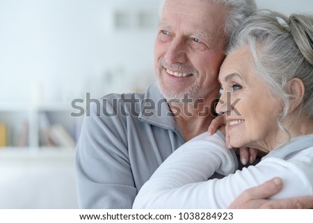 happy senior couple at home
