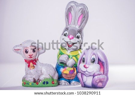 assorted easter shaped chocolates bunny rabbit
lamb
