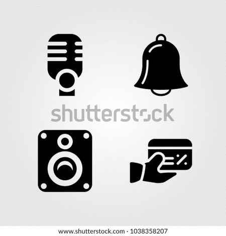 Buttons icons set. Vector illustration microphone, speaker, alarm and credit card