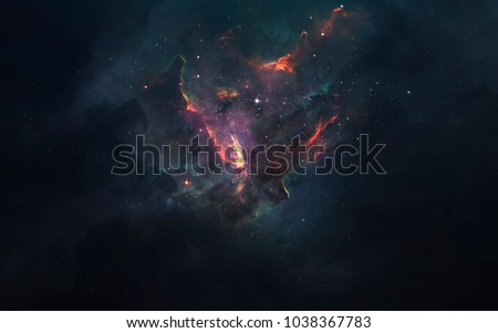 Deep space. Science fiction wallpaper, planets, stars, galaxies and nebulas in awesome cosmic image. Elements of this image furnished by NASA Royalty-Free Stock Photo #1038367783