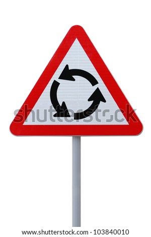 Roundabout sign isolated on white background (with clipping path)