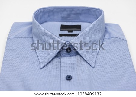 close up of new business shirt for men on white background