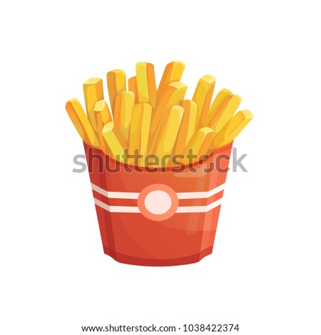 French fries icon. Cartoon fast food. Vector isolated  illustration.  For menu. Royalty-Free Stock Photo #1038422374
