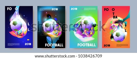 Football 2018 world championship cup background soccer. Vector colorful glow poster set background in eps 10.