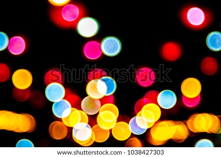 Bokeh Circle colour is Yellow, red, purple, pink, Blue on black background.