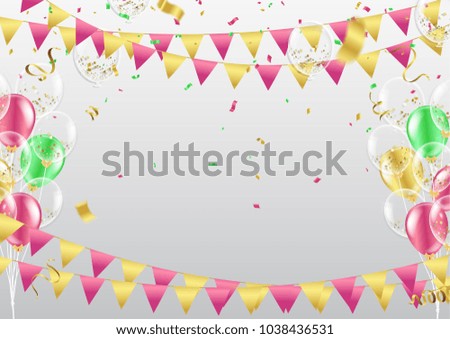 Easter eggs composition. Holiday background. Esp10 vector. Celebration background template with confetti 