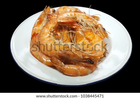 Picture for THAI seafood catalogs menu , Cooked, boiled, steamed shrimp, prawn , Fresh boiled or steamed shrimps