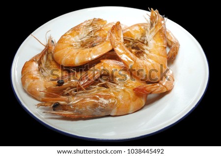 Picture for THAI seafood catalogs menu , Cooked, boiled, steamed shrimp, prawn , Fresh boiled or steamed shrimps