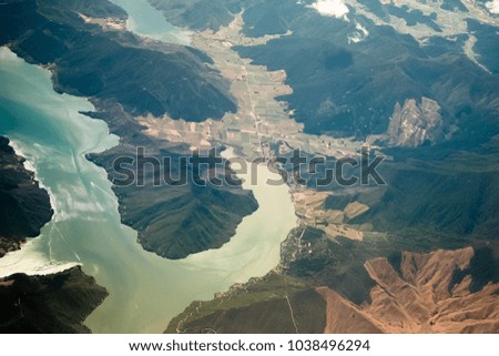 Beautiful aerial photo from an airplane .South Island, New Zealand. 