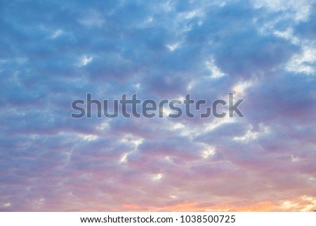 Sunset colorful sky with cloud sun light