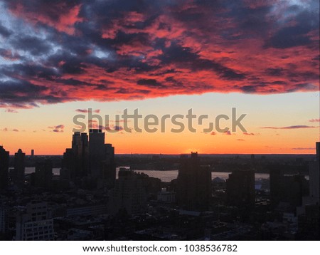 New York cityscape sunset