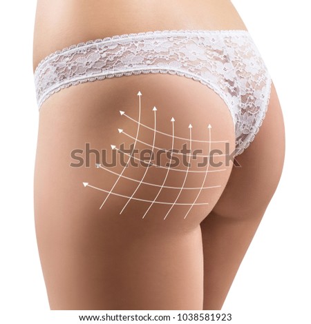 Perfect female buttocks with lifting arrows grid.