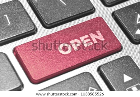 OPEN word in pink keyboard buttons