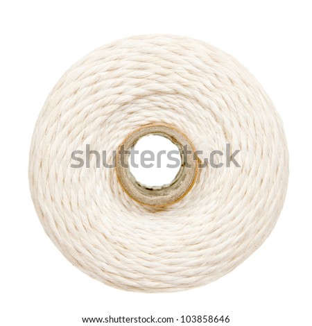 White thread spool isolated on white background
