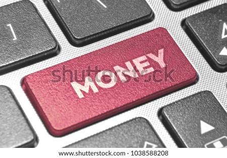 MONEY word in pink keyboard buttons